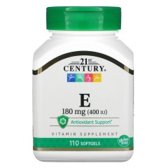21st Century, Витамин Е, 180 мг (400 МЕ), 110 мягких желатиновых капсул (110 порций)