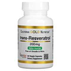 California Gold Nutrition, транс-ресвератрол итальянского происхождения, 200 мг, 60 растит капсул