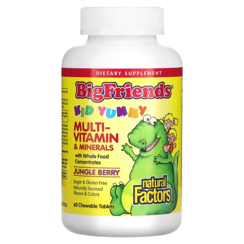 Natural Factors, Big Friends, жевательные мультивитамины и минералы, ягоды, 60 жевательных таблеток