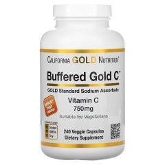 California Gold Nutrition, Gold C, буферизованный витамин C, аскорбат натрия, 750 мг, 240 капсул