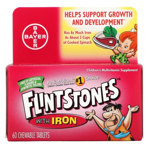 BAYER, Flintstones, Детский поливитамин с железом, фруктовые вкусы, 60 жевательных таблеток