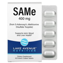 Lake Avenue Nutrition, SAMe (дисульфат тозилат), 400 мг, 60 таблеток, с кишечнорастворимой оболочкой