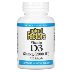 Natural Factors, витамин D3, 50 мкг (2000 МЕ), 120 капсул