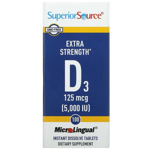 Superior Source, витамин D3 с повышенной силой действия, 125 мкг (5000 МЕ), 100