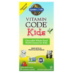 Garden of Life, Vitamin Code, для детей, жевательные цельнопищевые мультивитамины, вишня, 30 мишек