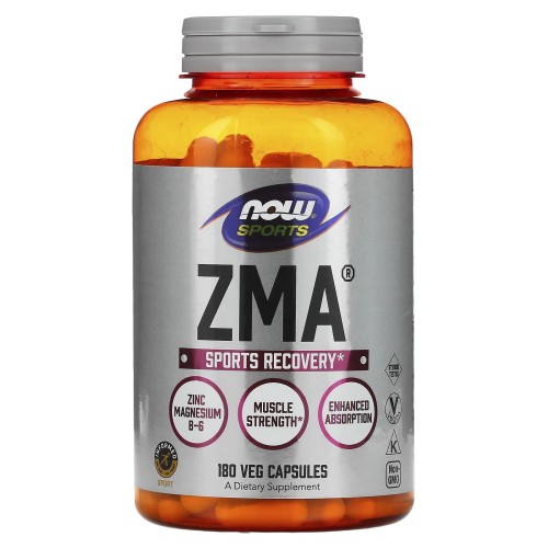 NOW Foods, Sports, ZMA, восстановление после физической активности, 180 веганских капсул