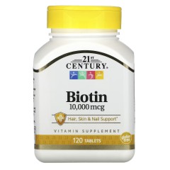 21st Century, биотин, 10 000 мкг, 120 таблеток (120 порций)