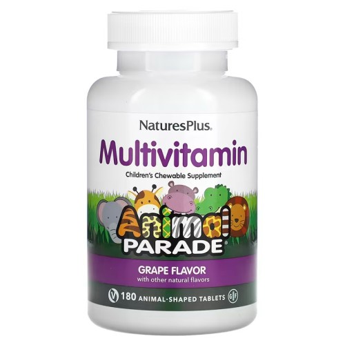 NaturesPlus, Animal Parade, жевательные мультивитамины для детей, виноград, 180 таблеток