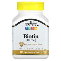 21st Century, Биотин, 800 мкг, 110 таблеток (110 порций)