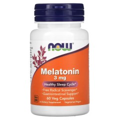 NOW Foods, мелатонин, 3 мг, 60 растительных капсул