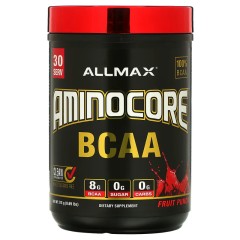 ALLMAX, AMINOCORE BCAA, смесь для роста мышц, фруктовый пунш, 315 г (0,69 фунта) (30 порций)