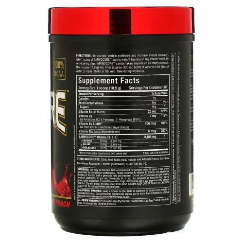 ALLMAX, AMINOCORE BCAA, смесь для роста мышц, фруктовый пунш, 315 г (0,69 фунта) (30 порций)