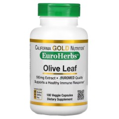 California Gold Nutrition, Экстракт из листьев оливкового дерева, 500 мг, 180 растительных капсул
