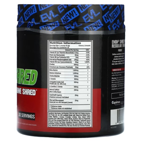 EVLution Nutrition, ENGN Shred, предтренировочный клочок, вишневый лайм, 249 г (8,8 унции)