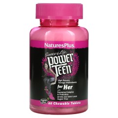 NaturesPlus, Source of Life, Power Teen, для девочек-подростков, натуральный вкус лесных ягод, 60 жевательных таблеток