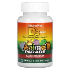 NaturesPlus, Source of Life, Animal Parade, витамин D3, черешня, 500 МЕ, 90 таблеток