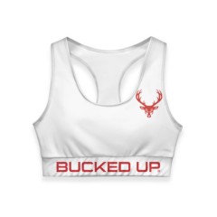 BUCKED UP, Женский спортивный топ, белый/красный логотип
