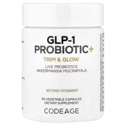 Codeage, GLP-1 Probiotic +, Пребиотики, пробиотики и постбиотики, 90 растительных капсул