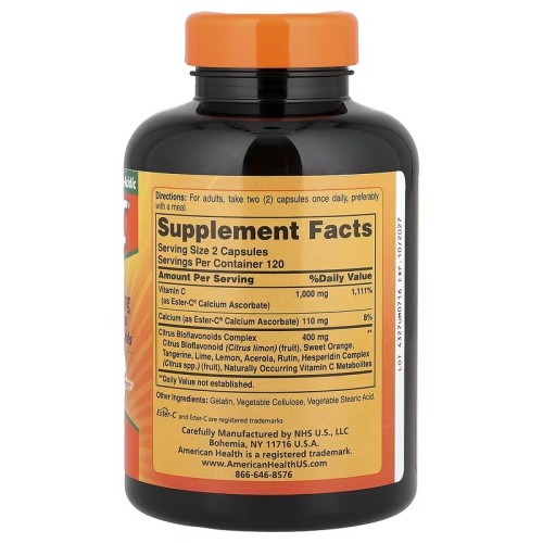 American Health, Ester-C с цитрусовыми биофлавоноидами, 500 мг, 240 капсул (120 порций)