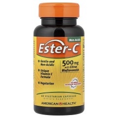 American Health, Ester-C с цитрусовыми биофлавоноидами, 500 мг, 60 вегетарианских капсул (30 порций)