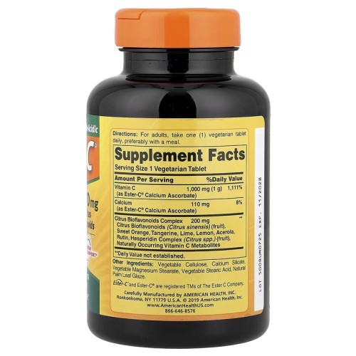 American Health, Ester-C с цитрусовыми биофлавоноидами, 1000 мг, 120 вегетарианских таблеток
