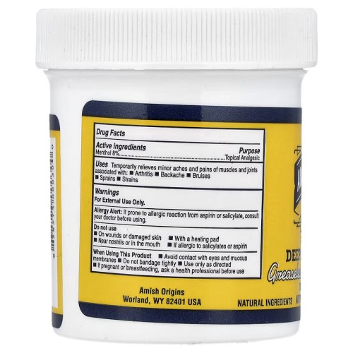 Amish Origins, глубоко проникающий, нежирный обезболивающий крем, 99,22 г (3,5 унции)