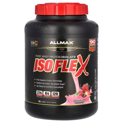 ALLMAX, Isoflex, чистый изолят сывороточного протеина, клубника, 2,27 кг (75 порций)