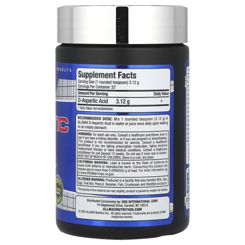 ALLMAX, D-аспарагиновая кислота, 100 г (32 порции)