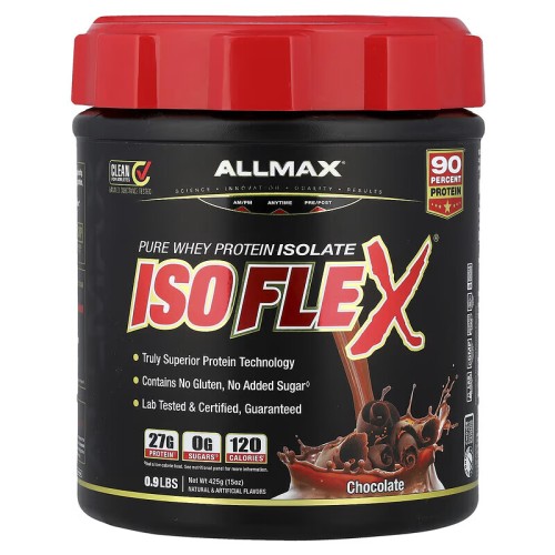 ALLMAX, Isoflex, чистый изолят сывороточного протеина, шоколад, 425 г (14 порций)