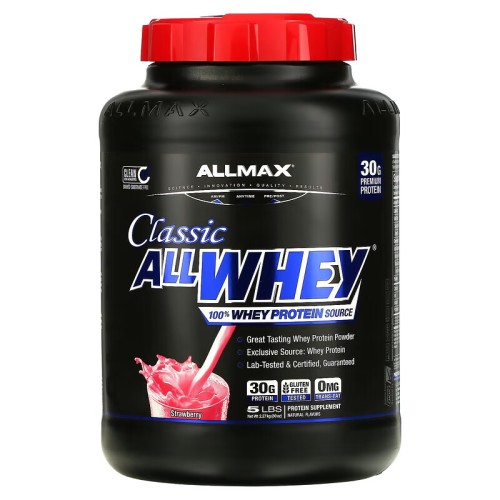 ALLMAX, CLASSIC ALLWHEY, сывороточный протеин, вкус клубника, 2,27 кг (49 порций)