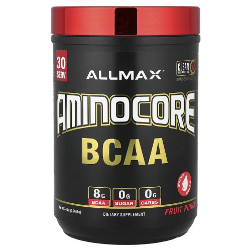 ALLMAX, AMINOCORE BCAA, смесь для роста мышц, фруктовый пунш, 345 г (30 порций)