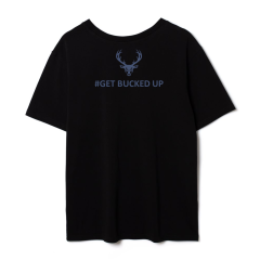 BUCKED UP, Футболка оверсайз, черная с синим логотипом, размер L
