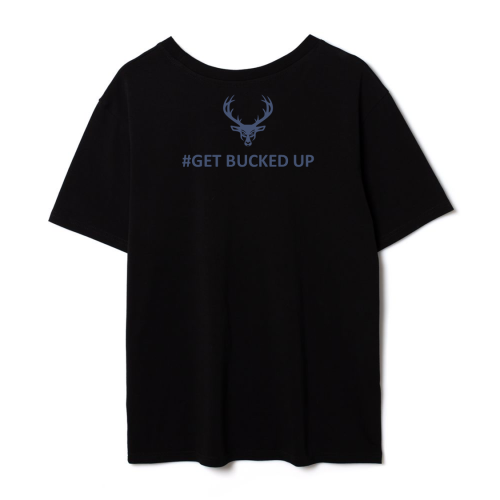 BUCKED UP, Футболка оверсайз, черная с синим логотипом, размер XL