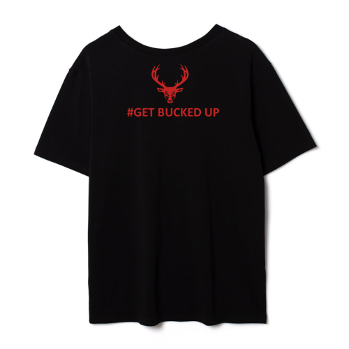 BUCKED UP, Футболка оверсайз, черная с красным логотипом, размер XXL