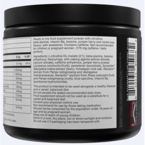 BUCKED UP Великобритания , Woke AF, PREMIUM Pre-Workout, Ноотропный предтренировочный комплекс, вкус Rocket Pop (Голубая малина, лайм, вишня), 260 г (40 порций)