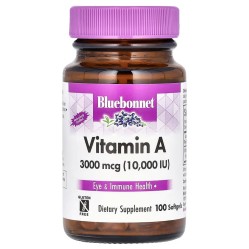 Bluebonnet Nutrition, Витамин A, 3000 мкг (10 000 МЕ), 100 мягких таблеток