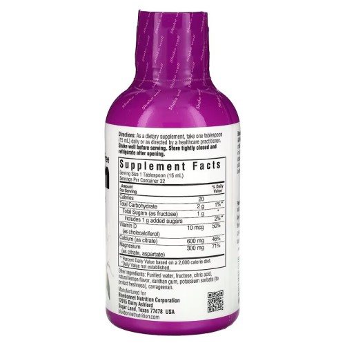 Bluebonnet Nutrition, Жидкий цитрат кальция и магния с витамином D3, вкус лимона, 473 мл (16 жидких унций)