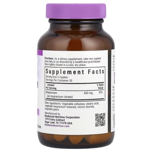 Bluebonnet Nutrition, цитрат магния, 60 капсул (200 мг в 1 шт.)