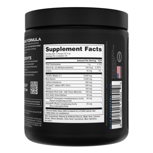 BUCKED UP, PREMIUM Pre-Workout, предтренировочная добавка, вкус Blue raz (Голубая малина), 321 г (30 порций)