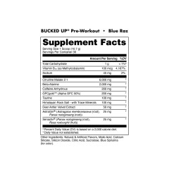 BUCKED UP, PREMIUM Pre-Workout, предтренировочная добавка, вкус Blue raz (Голубая малина), 321 г (30 порций)