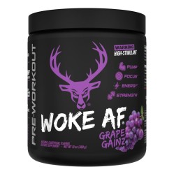 BUCKED UP, WOKE AF USA, PREMIUM Pre-Workout, Ноотропный предтренировочный комплекс, вкус Grape gainz (Виноград), 369 г (30 порций)