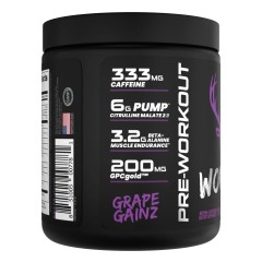 BUCKED UP, WOKE AF USA, PREMIUM Pre-Workout, Ноотропный предтренировочный комплекс, вкус Grape gainz (Виноград), 369 г (30 порций)
