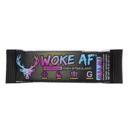 BUCKED UP, WOKE AF USA Stick Packs, PREMIUM ноотропный предтренировочный комплекс, вкус Miami (Клубника, манго, ананас), 12.1 г (1 порция)