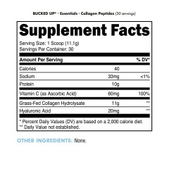 BUCKED UP, PREMIUM, пептиды коллагена с гиалуроновой кислотой и витамином C, без вкусовых добавок, 333 г (30 порций)