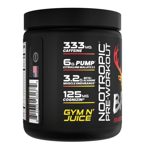 BUCKED UP, BAMF, PREMIUM ноотропный предтренировочный комплекс, вкус Gym N Juice (грейпфрут и цитрус), 366 г (30 порций)