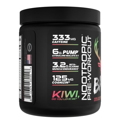 BUCKED UP, BAMF, PREMIUM ноотропный предтренировочный комплекс, вкус (Клубника и киви), 369 г (30 порций)
