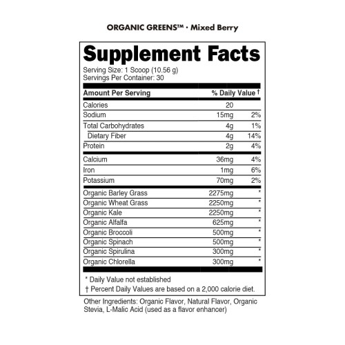 BUCKED UP, PREMIUM Органическая зелень, вкус Ягодное ассорти, 316,8 г (30 порций)