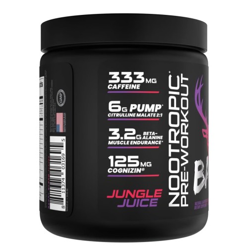 BUCKED UP, BAMF, PREMIUM ноотропный предтренировочный комплекс, вкус Jungle Juice (Ягодный микс), 357 г (30 порций)
