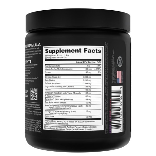 BUCKED UP, BAMF, PREMIUM ноотропный предтренировочный комплекс, вкус Jungle Juice (Ягодный микс), 357 г (30 порций)