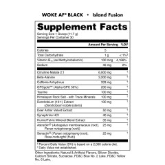 BUCKED UP, WOKE AF USA, BLACK, Pre-Workout, Ноотропный предтренировочный комплекс, вкус Island Fusion (Клубника, ананас, лайм), 351 г (30 порций)